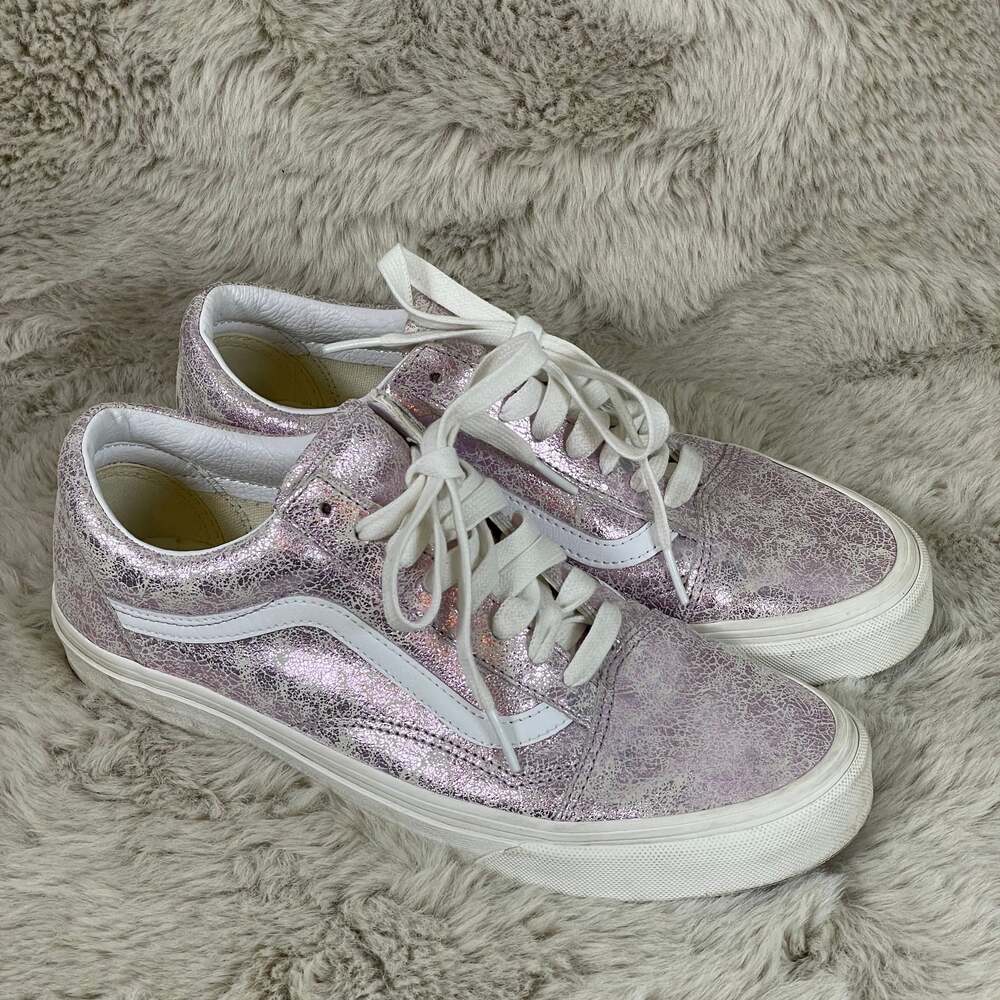 WOMEN'S 10.5/MEN’S 9 VANS OLD SKOOL CRACKED LEATHER ROSE GOLD SHOES SNEAKERS - Picture 4 of 8
